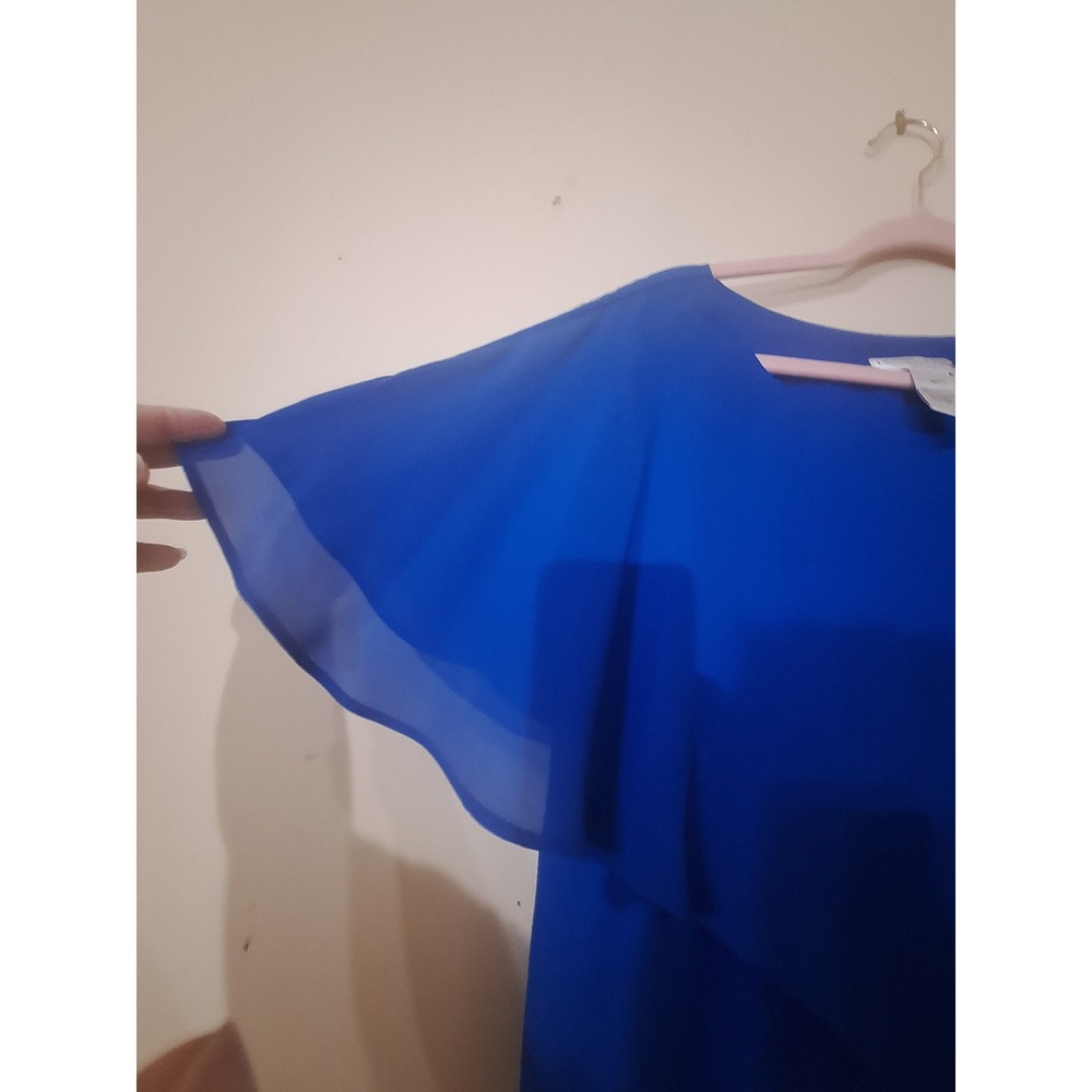 Drapers & Damon's Petites Royal Blue Cropped Flowy 18P‎ Blouse Top Careerwear - Picture 4 of 7